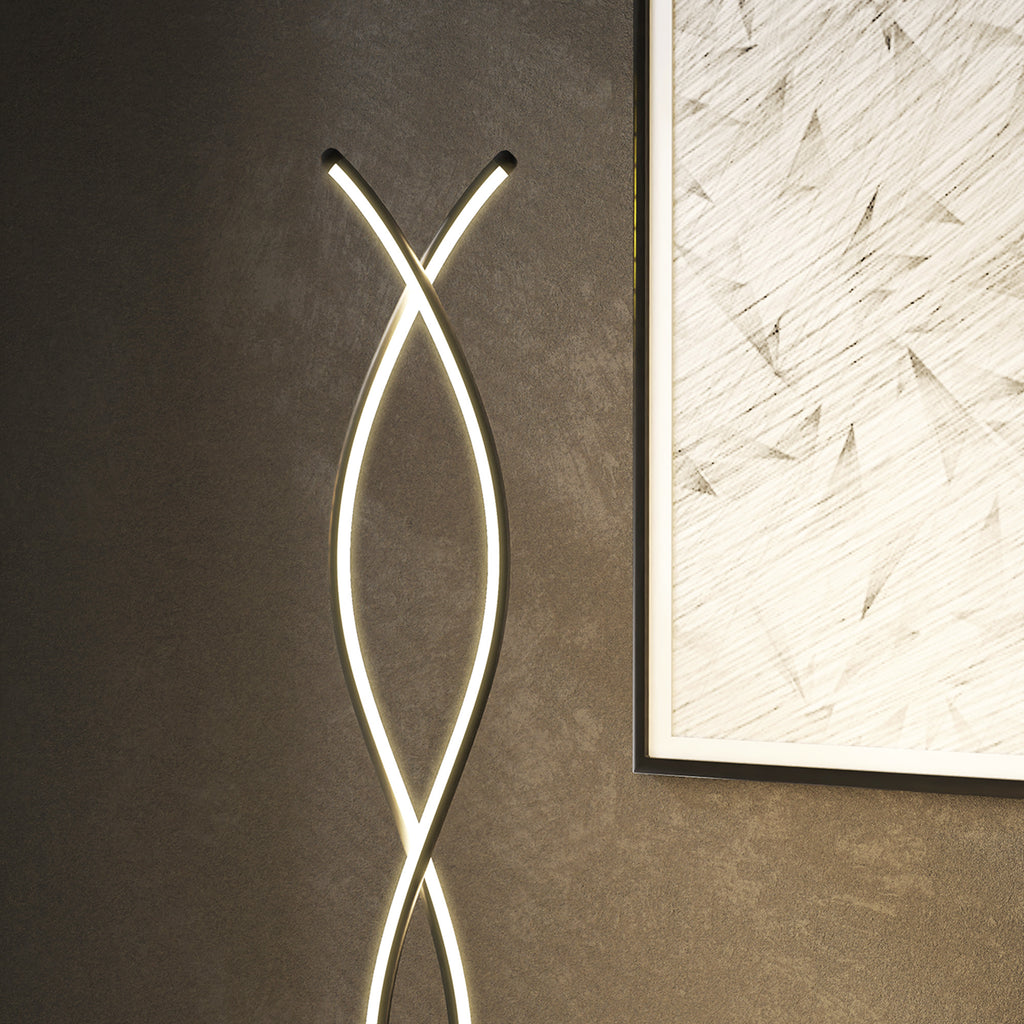 Lampadaire sur pied salon, lampe salon 3 niveaux de luminosité réglables à double spirale avec interrupteur à pied, noir-8