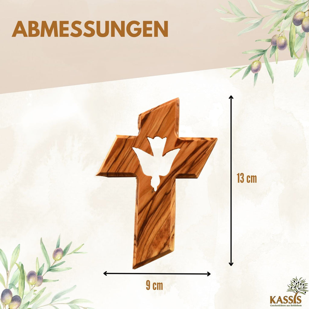 Olive wood wall cross with the Holy Spirit-2