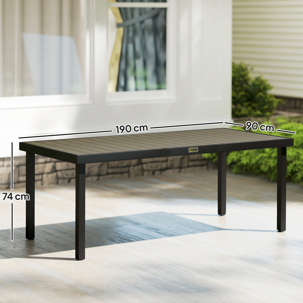 Table de jardin rectangulaire pour 8 personnes en aluminium table de salle à manger extétieur plateau PE à lattes-2