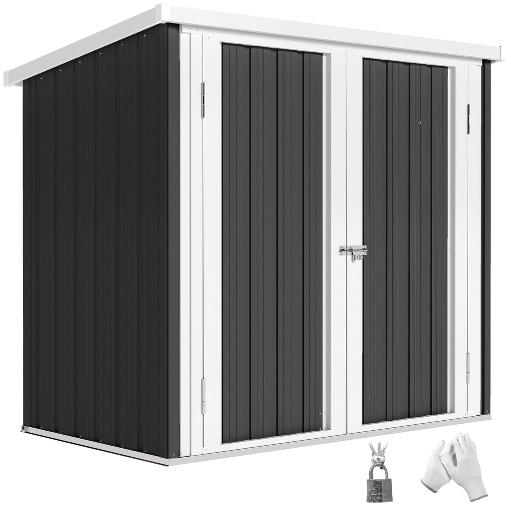 Abri de Jardin - cabane de jardin 1,09 m² - cabanon rangement outils 2 Portes verrouillables - dim. 147L x 86l x 134H cm - tôle d'acier Noir Blanc-0