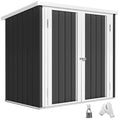 Abri de Jardin - cabane de jardin 1,09 m² - cabanon rangement outils 2 Portes verrouillables - dim. 147L x 86l x 134H cm - tôle d'acier Noir Blanc-0