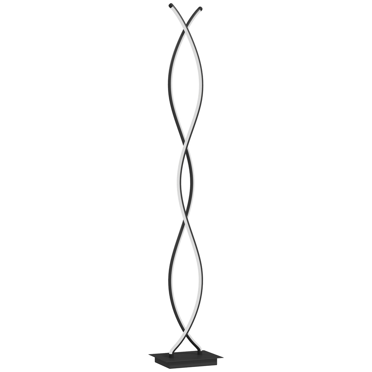 Lampadaire sur pied salon, lampe salon 3 niveaux de luminosité réglables à double spirale avec interrupteur à pied, noir-0