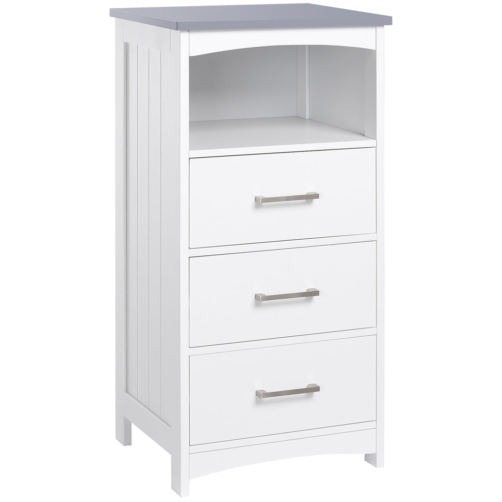 Meuble de salle de bain sur pied meuble de rangement avec 3 tiroirs et 1 niche 40 x 33 x 80 cm blanc-0