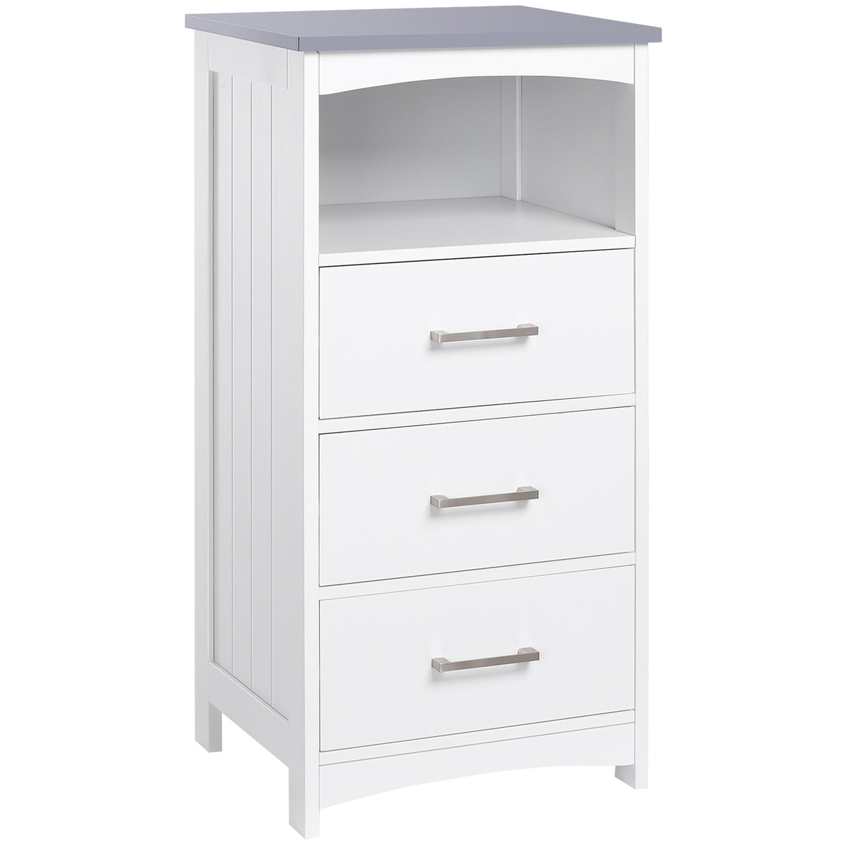 Meuble de salle de bain sur pied meuble de rangement avec 3 tiroirs et 1 niche 40 x 33 x 80 cm blanc-0