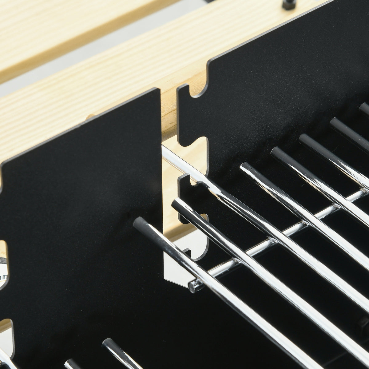 Barbecue à charbon BBQ grill sur pied avec double gril réglable 2 roues et 2 étagères dim. 113L x 53,5l x 82,5H cm noir-7