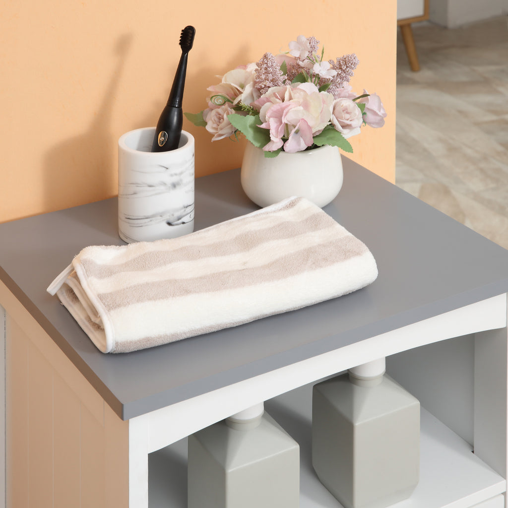 Meuble de salle de bain sur pied meuble de rangement avec 3 tiroirs et 1 niche 40 x 33 x 80 cm blanc-7